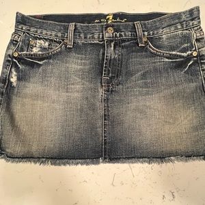 7 For all Mankind Denim Skirt w Rhinestone pockets 19.5 in W X 13.5 in L